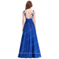 Grace Karin sin mangas azul Appliqued vestidos de noche de gasa larga CL007512-1